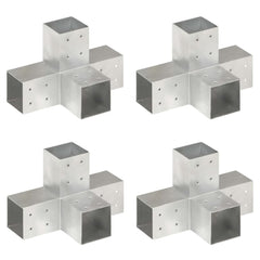 vidaXL Post Connectors 4 pcs X Shape Galvanised Metal 81x81 mm 1