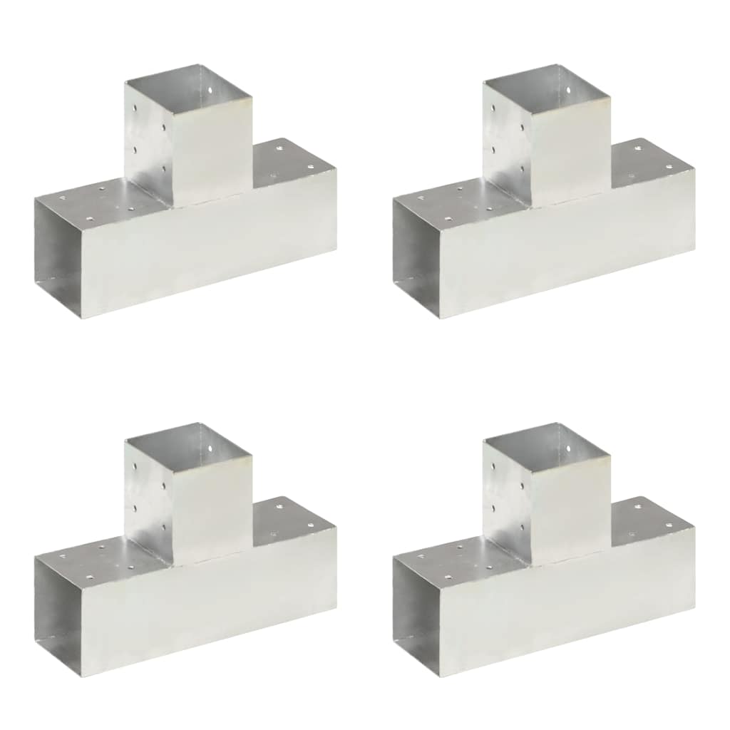 vidaXL Post Connectors Galvanised Metal 4 pcs
