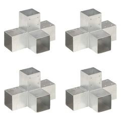 vidaXL Post Connectors 4 pcs X Shape Galvanised Metal 91x91 mm 1