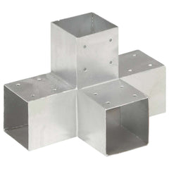 vidaXL Post Connectors 4 pcs X Shape Galvanised Metal 91x91 mm 2