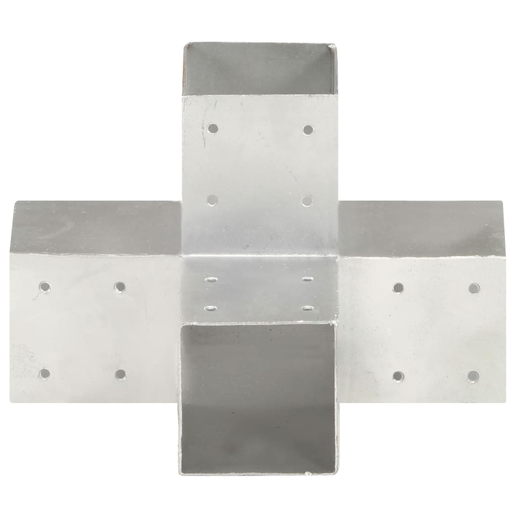 vidaXL Post Connectors 4 pcs X Shape Galvanised Metal 91x91 mm 3