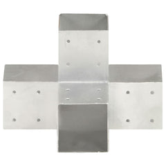 vidaXL Post Connectors 4 pcs X Shape Galvanised Metal 91x91 mm 3