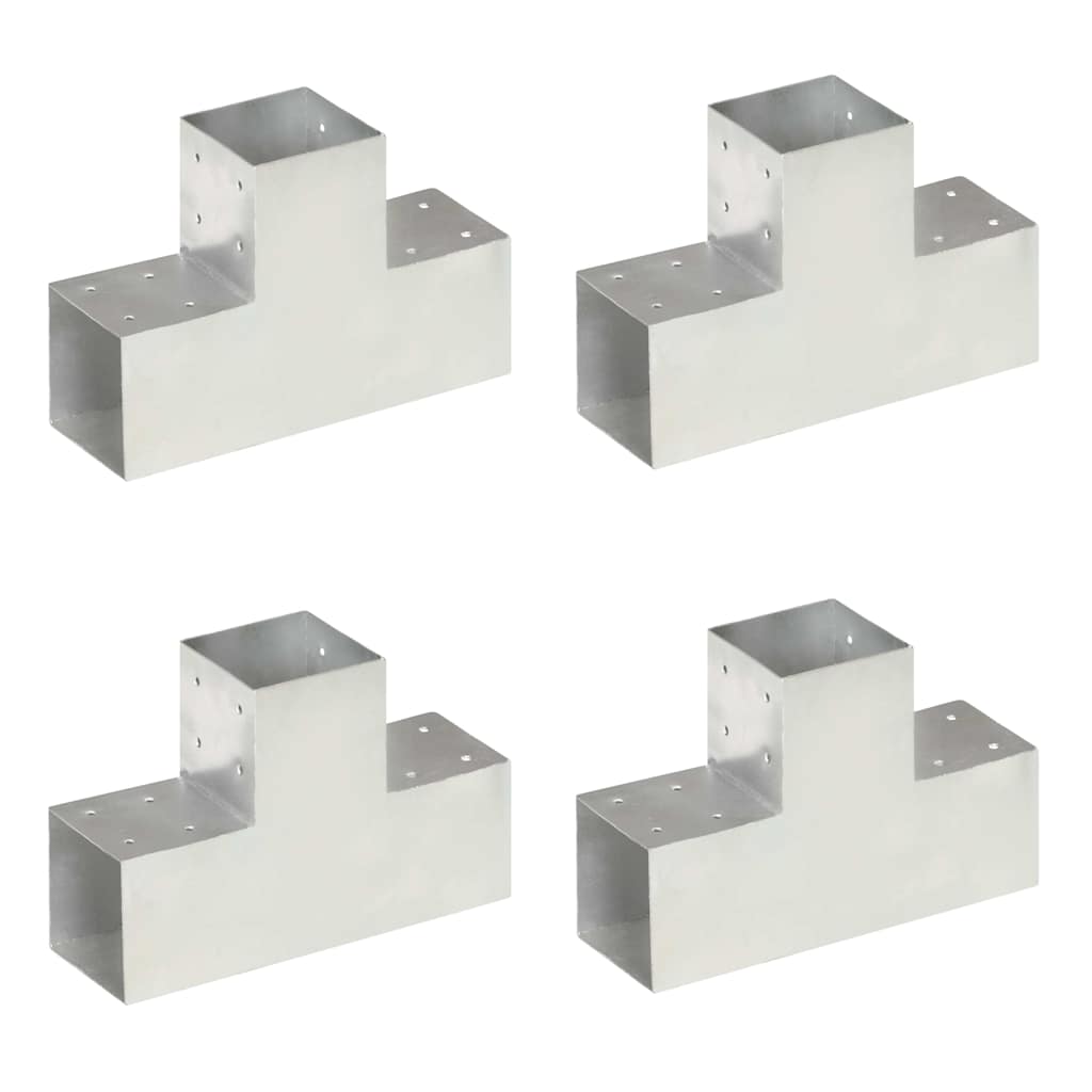 vidaXL Post Connectors Galvanised Metal 4 pcs