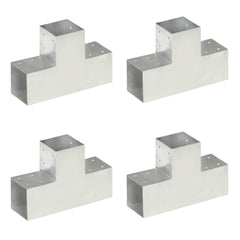 vidaXL Post Connectors Galvanised Metal 4 pcs