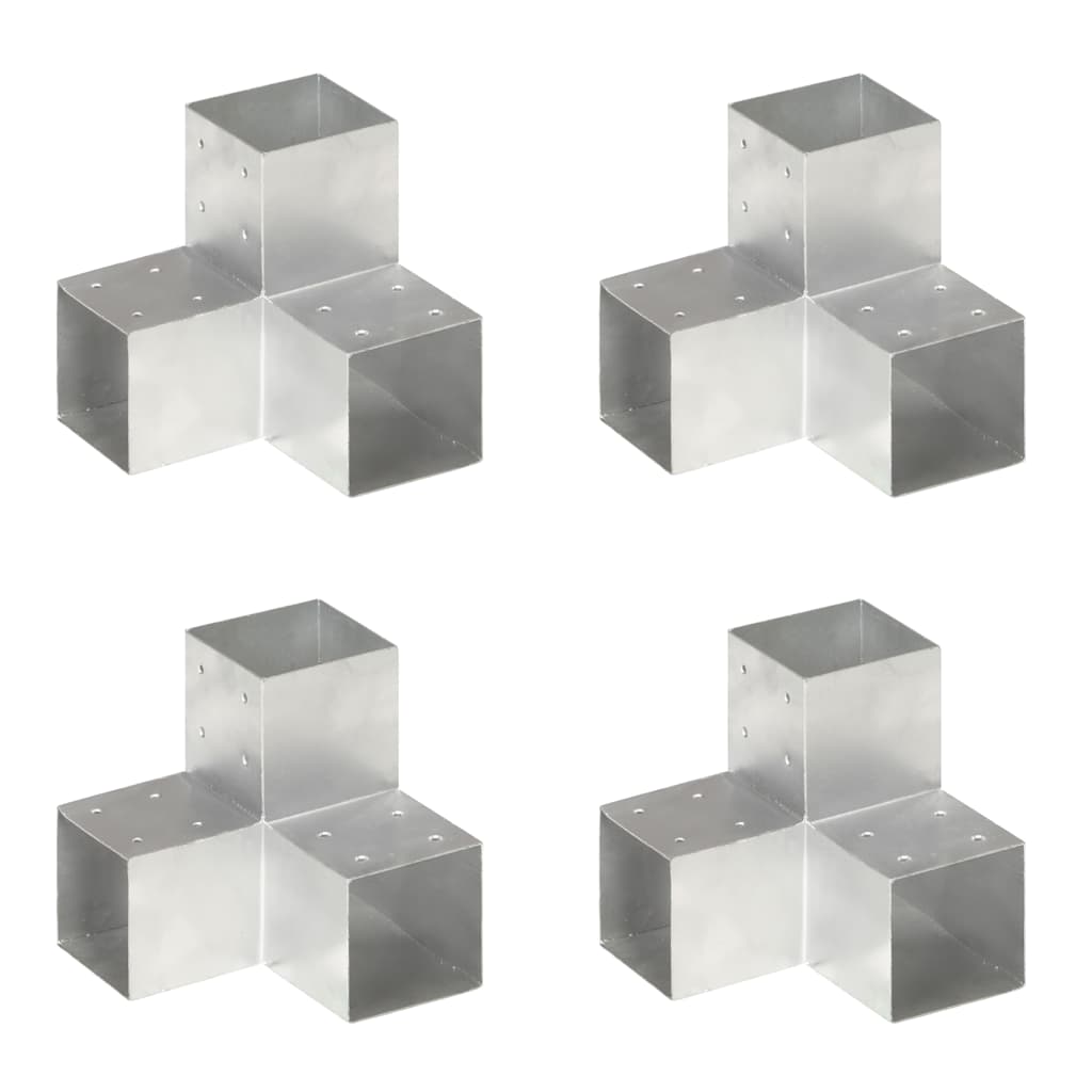 vidaXL Post Connectors Galvanised Metal 4 pcs