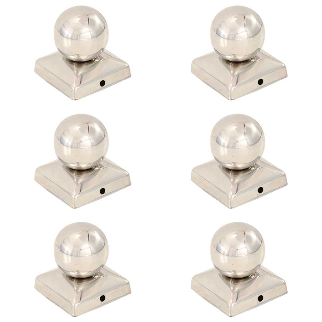vidaXL Post Caps 6 pcs Globe Final Stainless Steel 71x71 mm 1