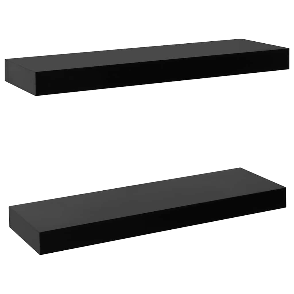 vidaXL Wall Mounted Shelf | Set of 2 | Black | MDF | 40 x 20 x 3.8 cm 2