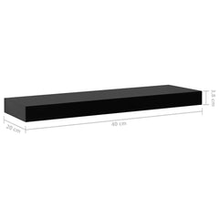 vidaXL Wall Mounted Shelf | Set of 2 | Black | MDF | 40 x 20 x 3.8 cm 6
