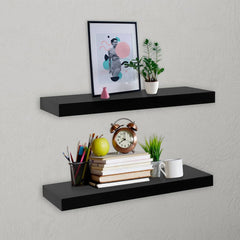vidaXL Wall Mounted Shelf | Set of 2 | Black | MDF | 40 x 20 x 3.8 cm 1