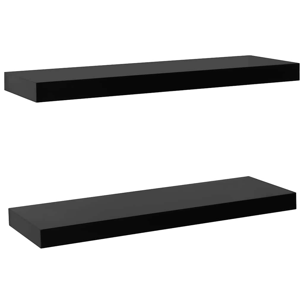 vidaXL Wall Mounted Shelf | Set of 2 | Black | MDF | 60 cm x 20 cm x 3.8 cm 2