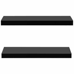 vidaXL Wall Mounted Shelf | Set of 2 | Black | MDF | 60 cm x 20 cm x 3.8 cm 3