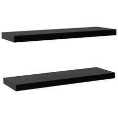 vidaXL Wall Mounted Shelf | Set of 2 | Black | MDF | 100x20x3.8 cm 2