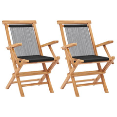 vidaXL Folding Chairs 2 pcs Solid Teak Wood and Rope 1