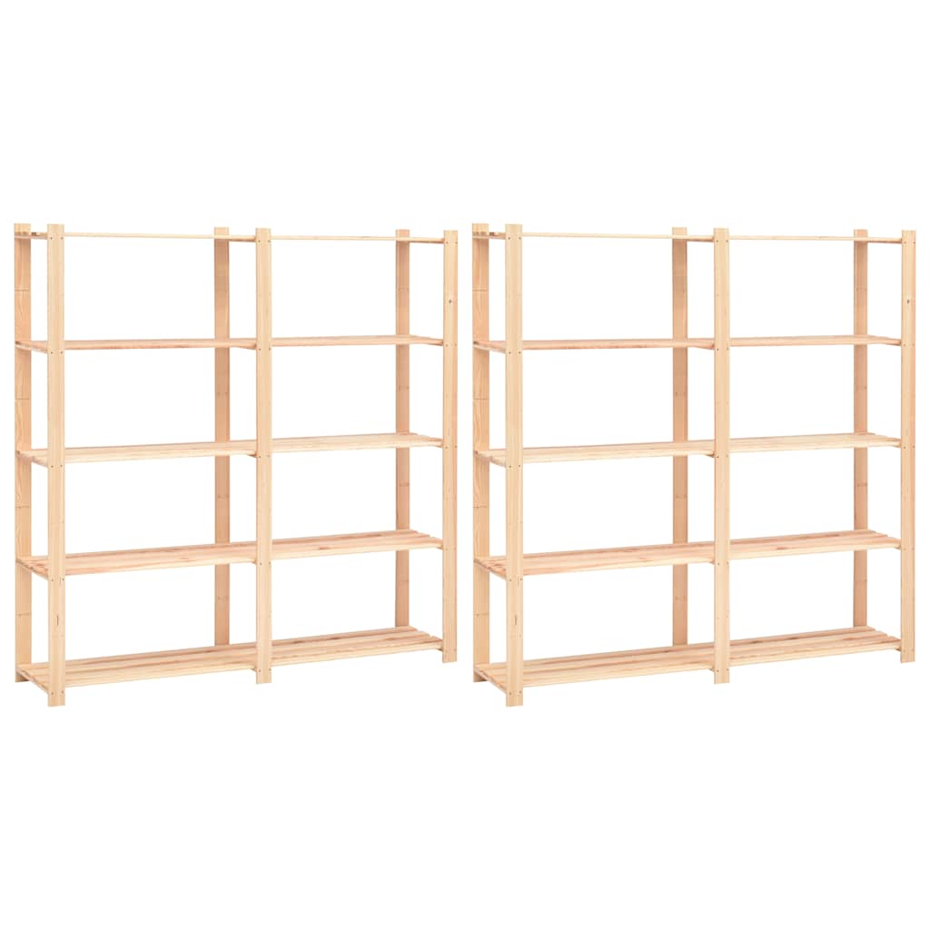 5-Tier Storage Racks 170x38x170 cm Solid Pinewood 500 kg 2