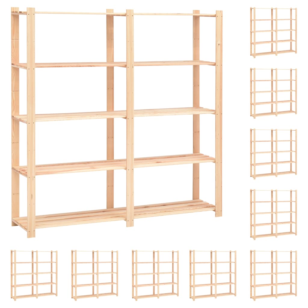 5-Tier Storage Racks 170x38x170 cm Solid Pinewood 500 kg 10