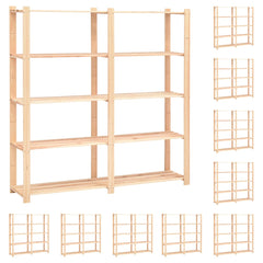 5-Tier Storage Racks 170x38x170 cm Solid Pinewood 500 kg 10