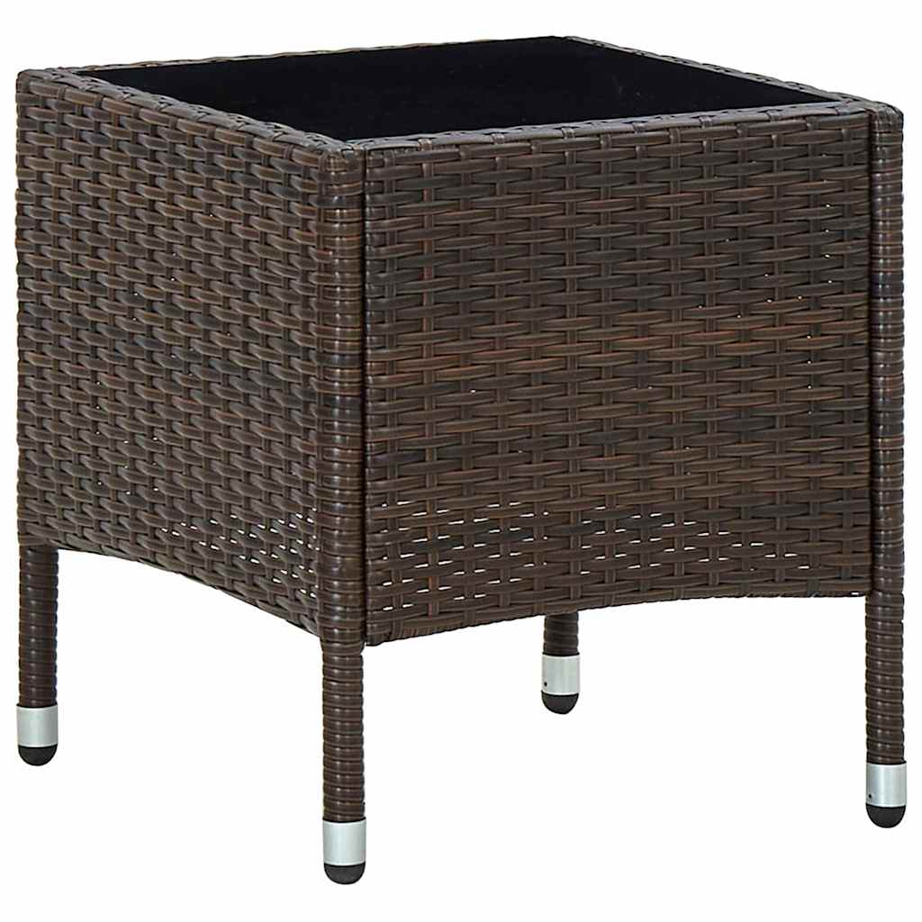 vidaXL Garden Table | Brown | PE rattan, steel, glass | Small | Durable 1