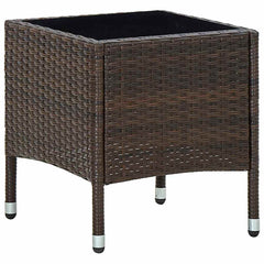 vidaXL Garden Table | Brown | PE rattan, steel, glass | Small | Durable 1