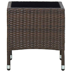 vidaXL Garden Table | Brown | PE rattan, steel, glass | Small | Durable 2