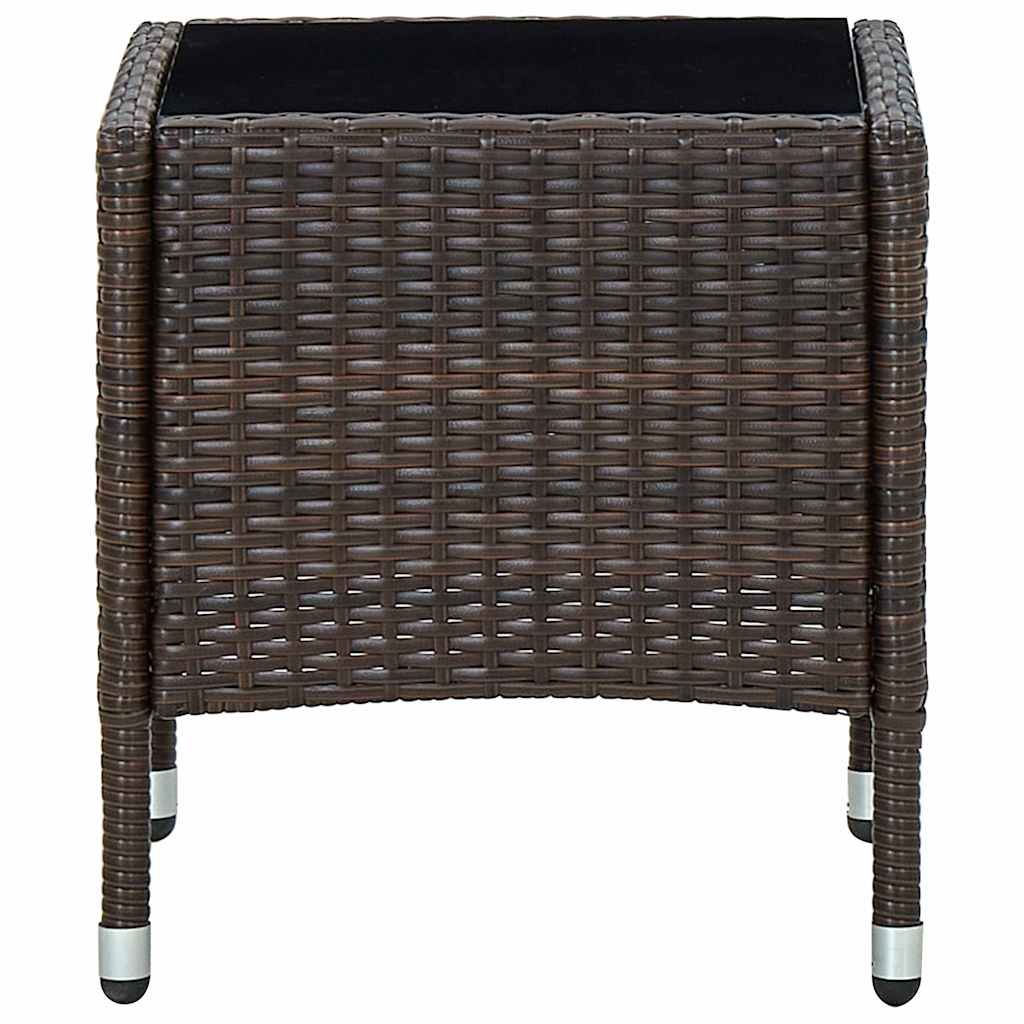 vidaXL Garden Table | Brown | PE rattan, steel, glass | Small | Durable 3