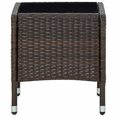 vidaXL Garden Table | Brown | PE rattan, steel, glass | Small | Durable 3