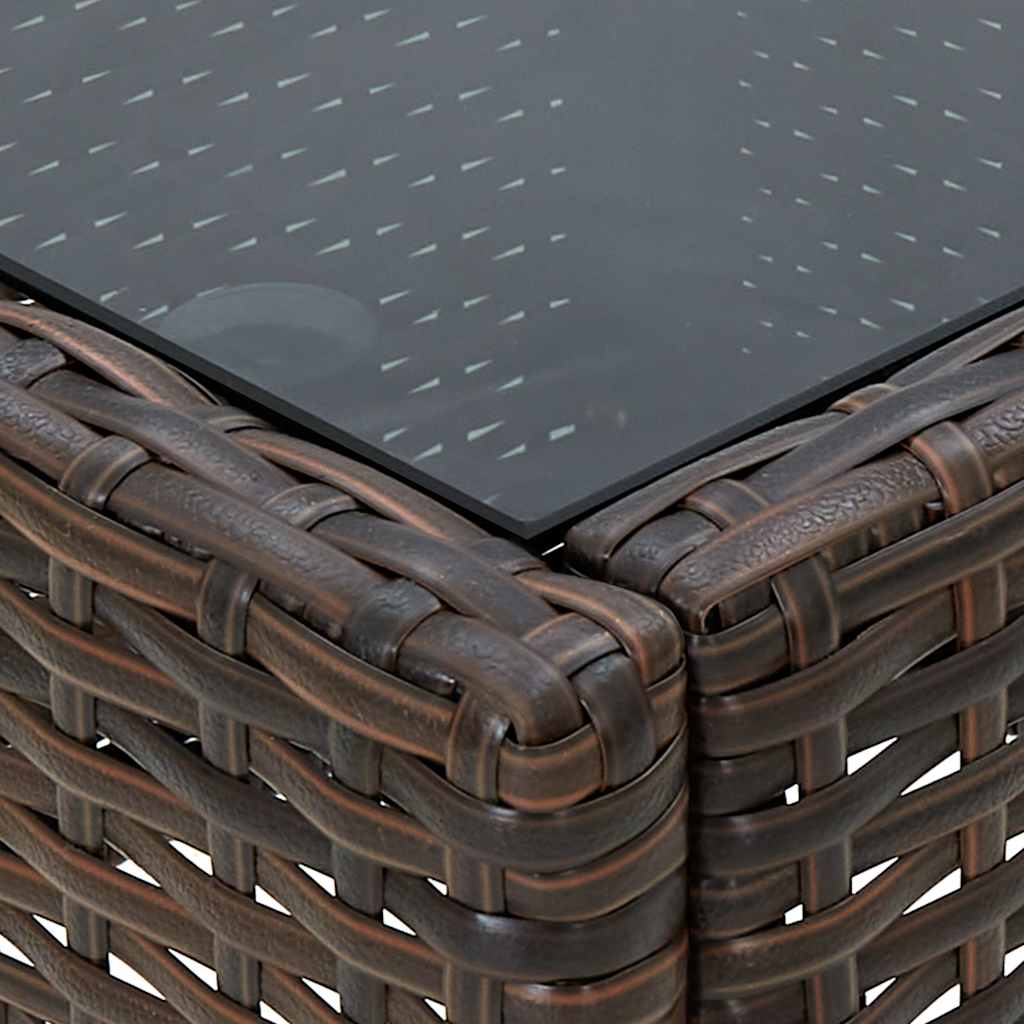 vidaXL Garden Table | Brown | PE rattan, steel, glass | Small | Durable 4