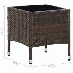 vidaXL Garden Table | Brown | PE rattan, steel, glass | Small | Durable 5