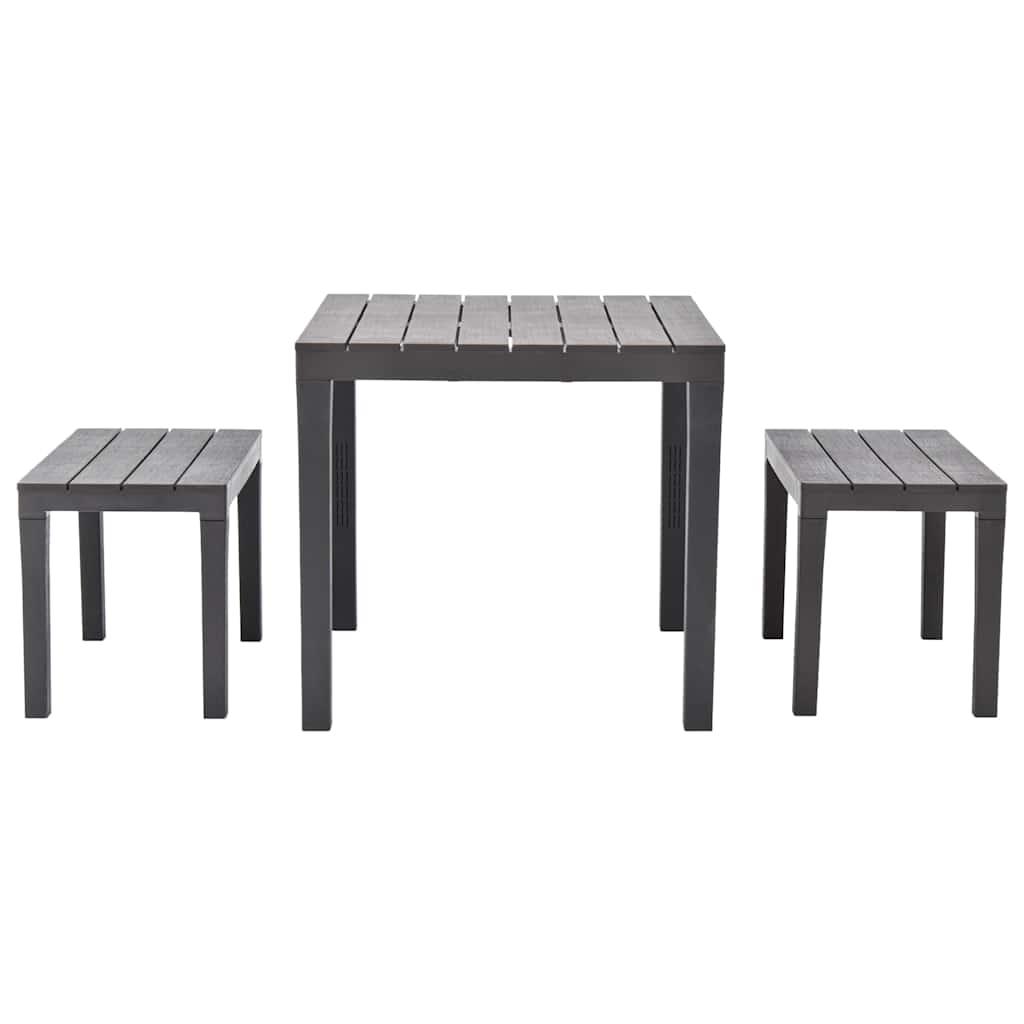 vidaXL Garden Table with 2 Benches Plastic Brown 2