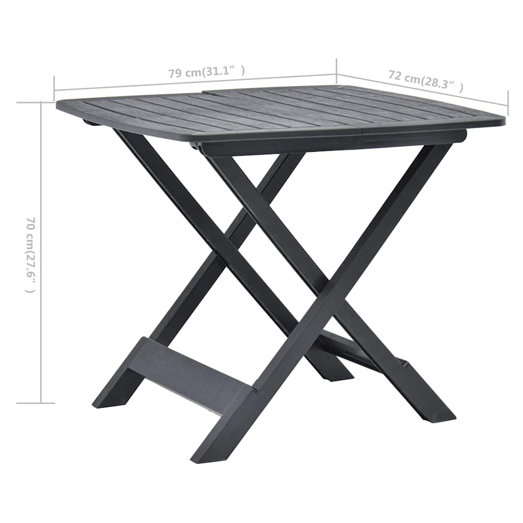 Folding Garden Table 79x72x70 cm Plastic Anthracite