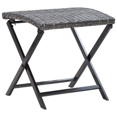 vidaXL Folding Stool Poly Rattan Grey 1