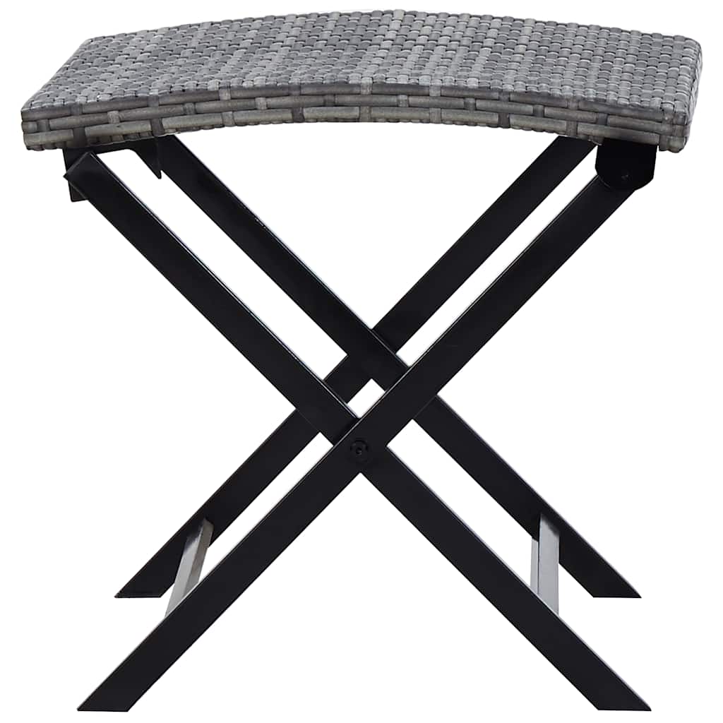 vidaXL Folding Stool Poly Rattan Grey 3