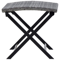 vidaXL Folding Stool Poly Rattan Grey 3