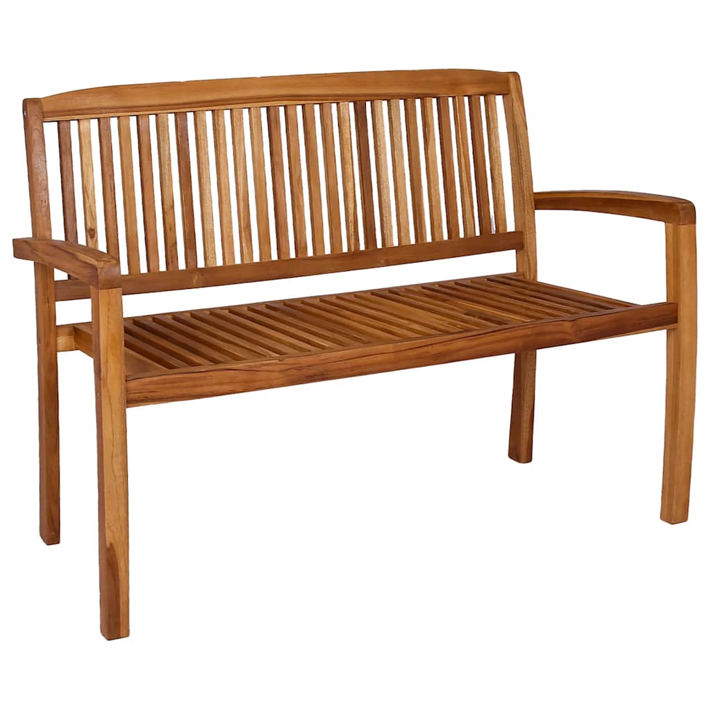 vidaXL 2-Seater Stacking Garden Bench 120 cm Solid Teak Wood 1