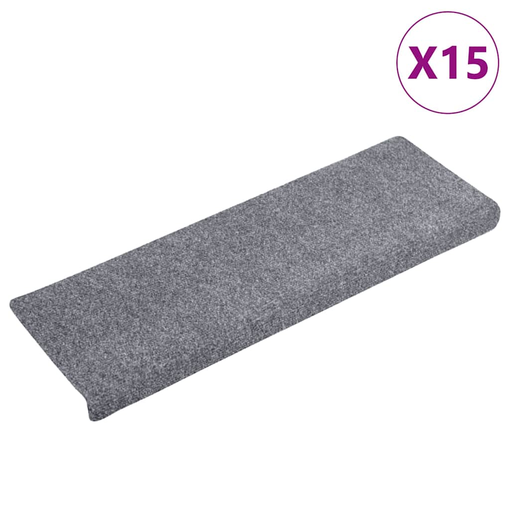 vidaXL Carpet Stair Tread | Set of 15 | Light Grey 2