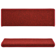 vidaXL Stair Mats 15 pcs 65x21x4 cm Red Rectangular Edge 3