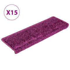 vidaXL Carpet Stair Tread | Set of 15 | Violet | 100% polypropylene | 65x21x4 cm 1