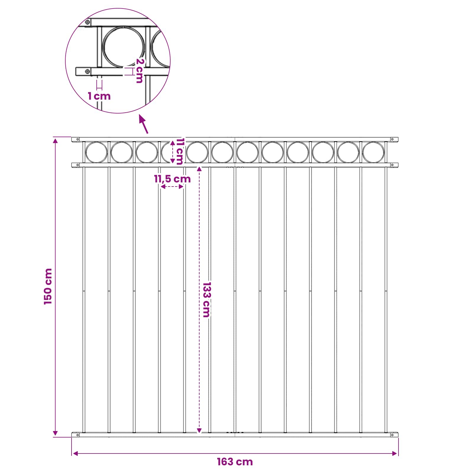 vidaXL Fence Panel "Assen" Steel 163x150 cm Black 4