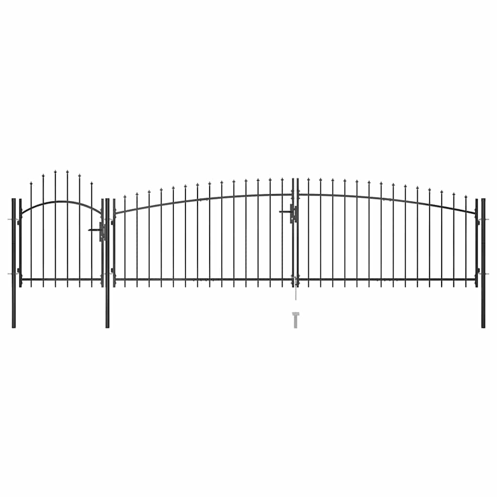 Garden Fence Gate "Woerden" with Spear Top 5x1 m Black 5 x 1.5 m