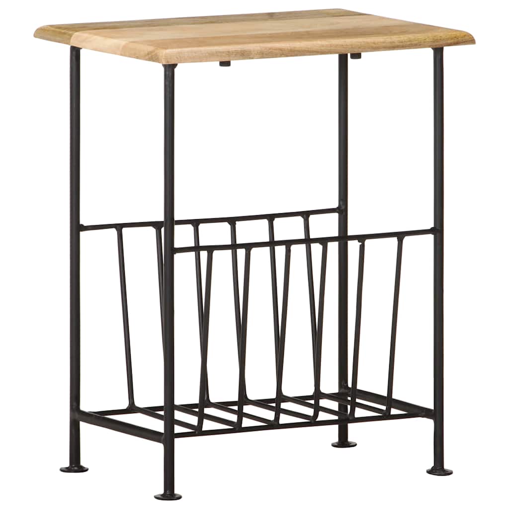 286465 vidaXL Magazine Rack 40x30x50 cm Solid Mango Wood and Steel 1
