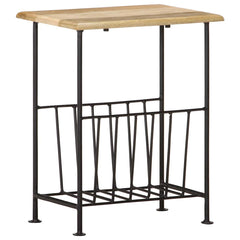 286465 vidaXL Magazine Rack 40x30x50 cm Solid Mango Wood and Steel 3