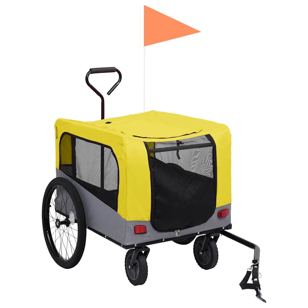 2-in-1 Pet Bike Trailer & Jogging Stroller Yellow and grey