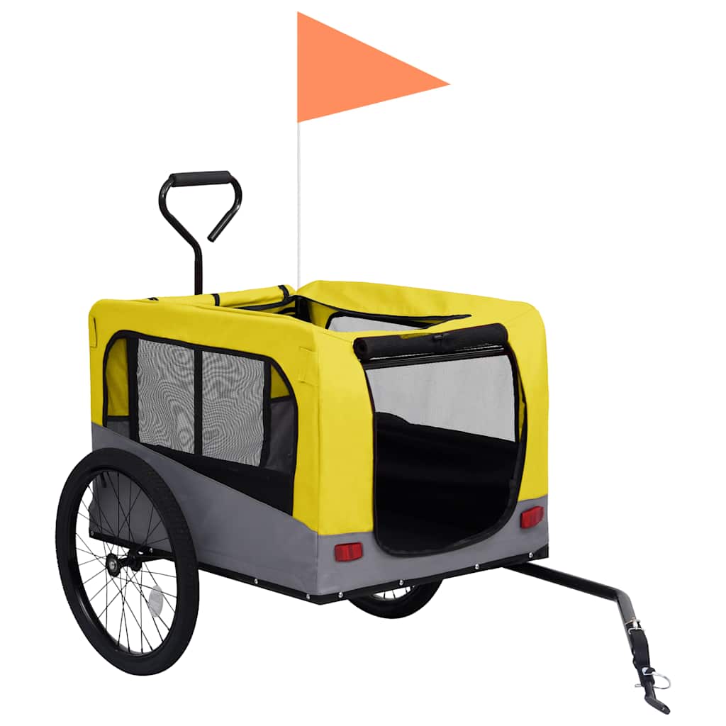 2-in-1 Pet Bike Trailer & Jogging Stroller Yellow and grey