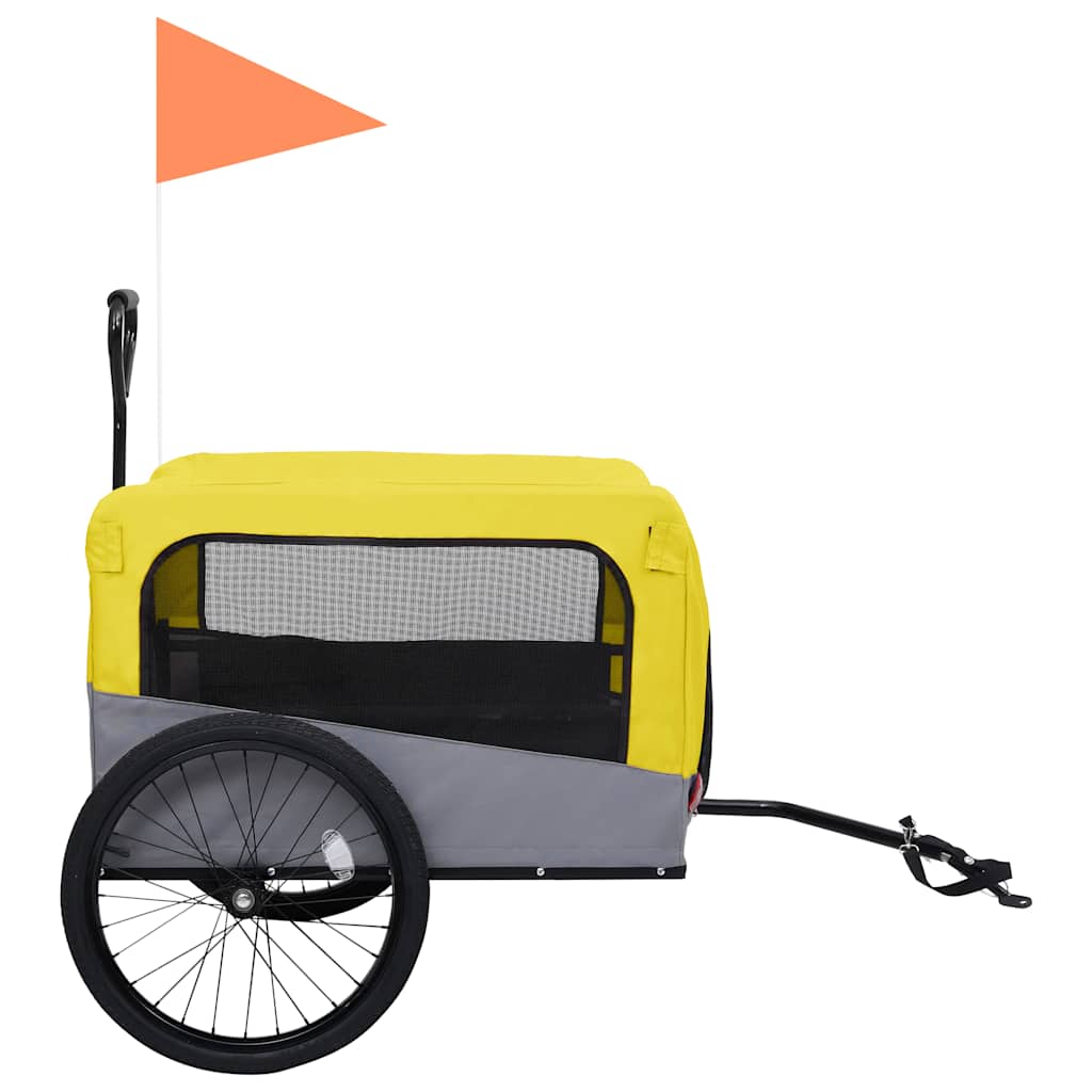 2-in-1 Pet Bike Trailer & Jogging Stroller Yellow and grey