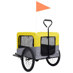 2-in-1 Pet Bike Trailer & Jogging Stroller Yellow and grey