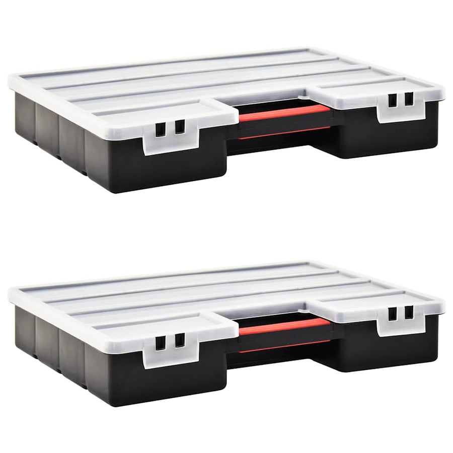 vidaXL Assortment Boxes 2 pcs with Adjustable Dividers 460x325x80 mm Plastic 1