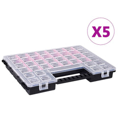vidaXL Assortment Boxes 5 pcs with Adjustable Dividers 385x283x50 mm Plastic 1