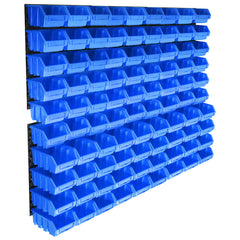 vidaXL 96 Piece Storage Bin Kit with Wall Panels Blue 1