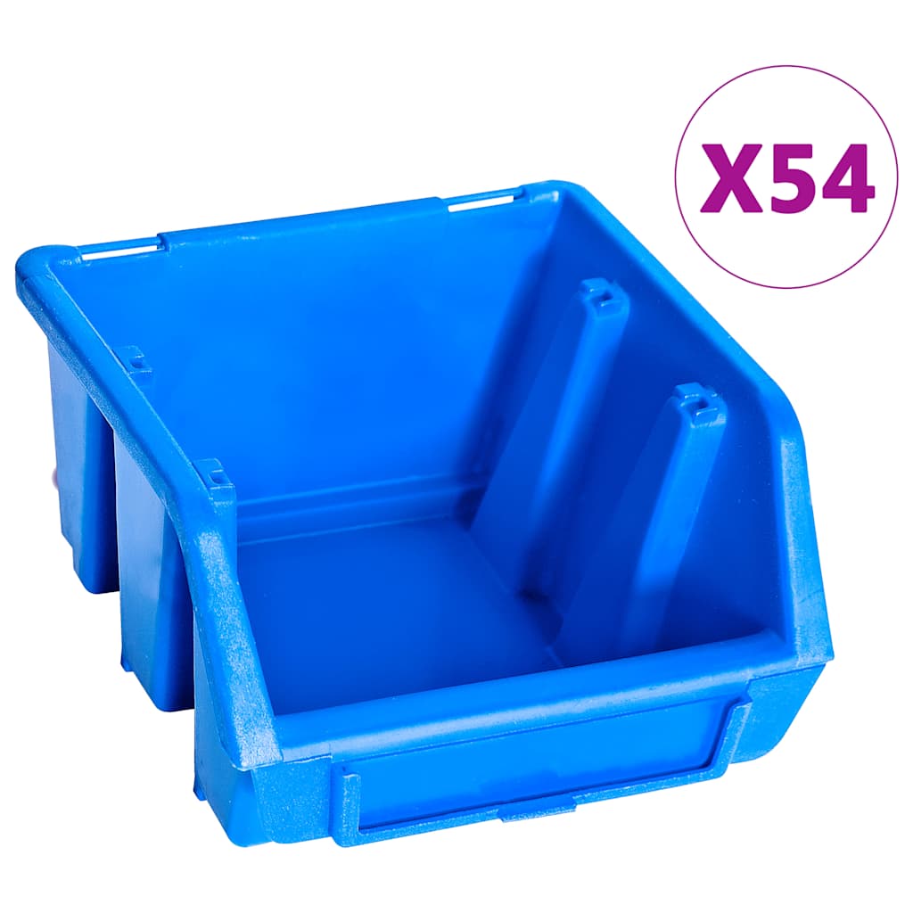 vidaXL 96 Piece Storage Bin Kit with Wall Panels Blue 2
