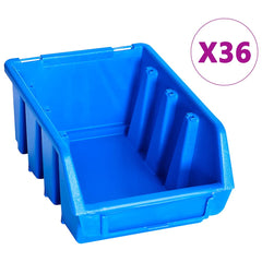 vidaXL 96 Piece Storage Bin Kit with Wall Panels Blue 3