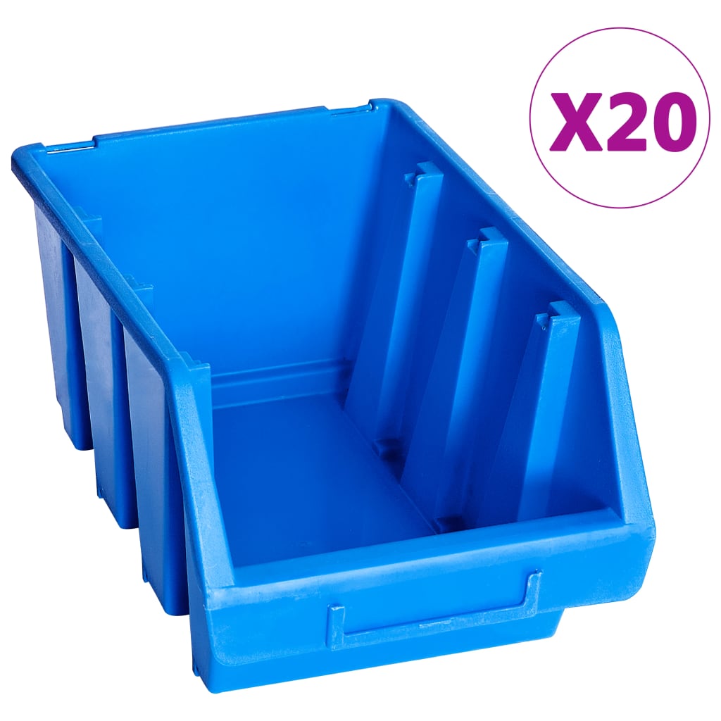 vidaXL Stacking Storage Bins 20 pcs Blue Plastic 1